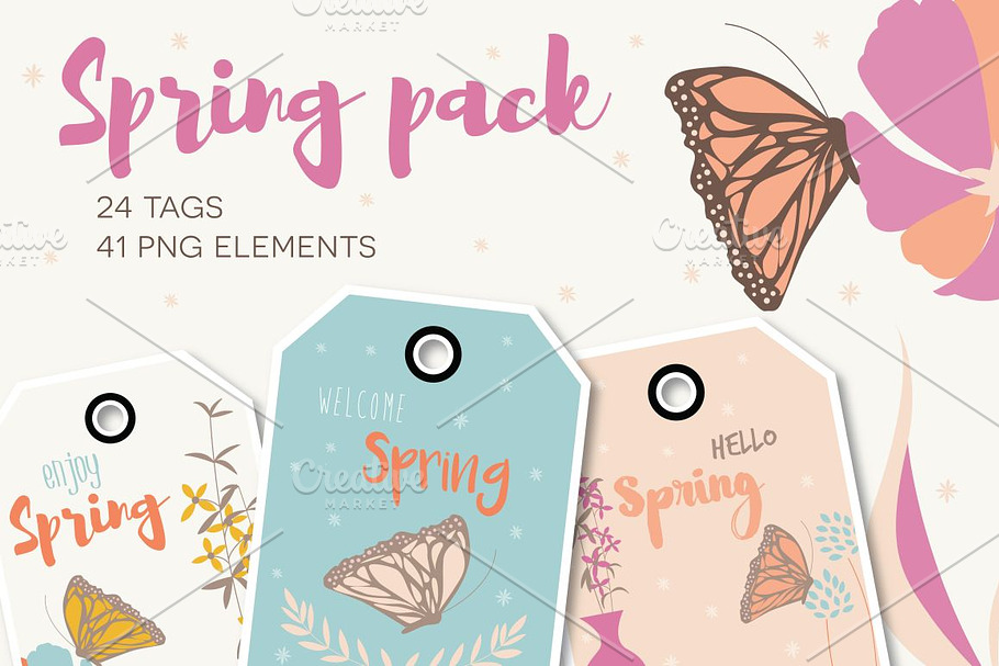 Spring collection - 24 tags in Illustrations - product preview 8
