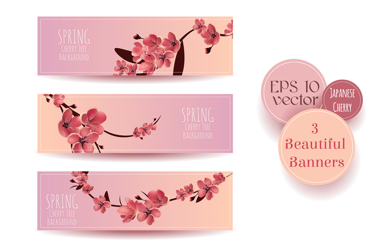 Floral Beautiful Sakura  Banners in Illustrations - product preview 8