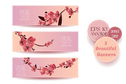 Floral Beautiful Sakura  Banners