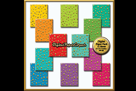 Gold Stars Scrapbook Digital Paper in Patterns - product preview 1