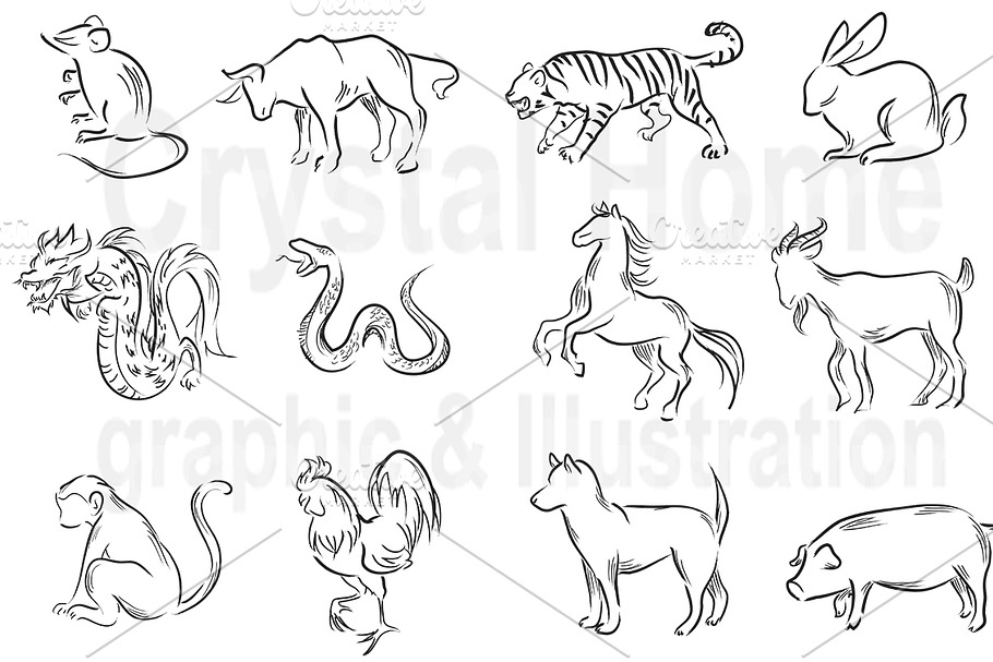 Chinese brush animal zodiac icon in Japanese Icons - product preview 8