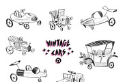 Sketchy vintage cars set
