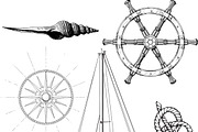 Set of marine and yachting symbols