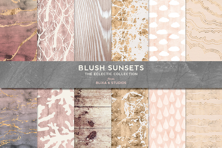 Blush Sunsets Rose Gold & Watercolor in Patterns - product preview 8