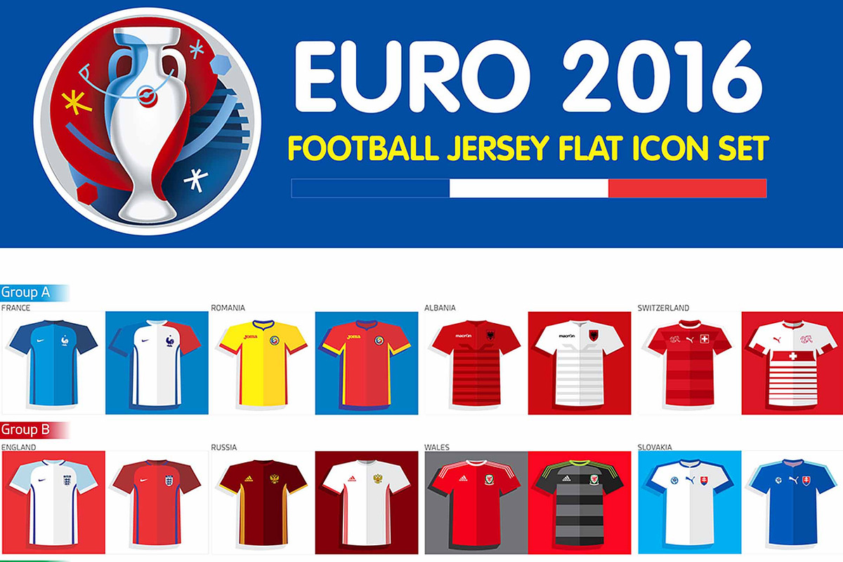 Euro 2016 Football Jersey Flat Icon in Football Icons - product preview 8