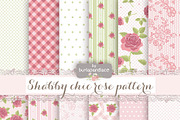 Shabby chic pattern green/rose