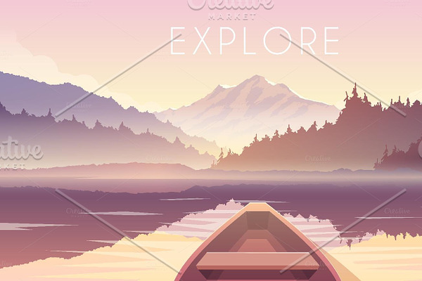 Explore. Vector web illustration.