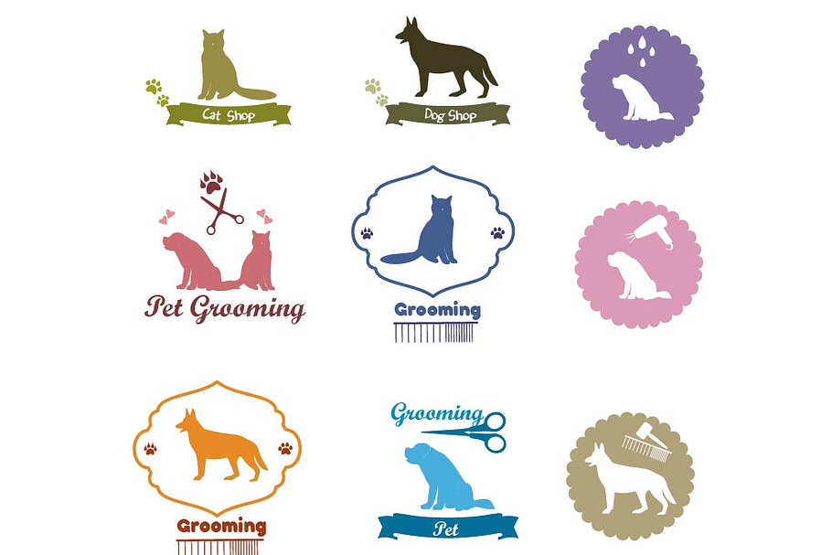 Pet grooming,dog grooming label in Graphics - product preview 8