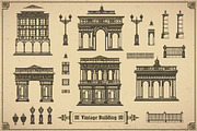 Set of vintage buildings