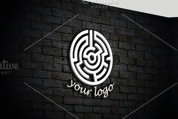 3D Wall Logo Mockup in Branding Mockups - product preview 1