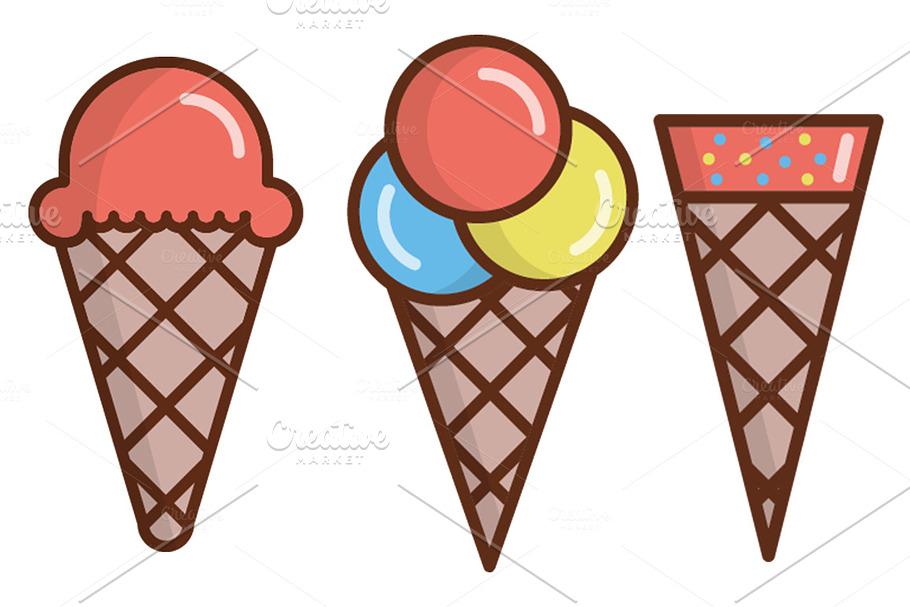 Flat ice cream icons