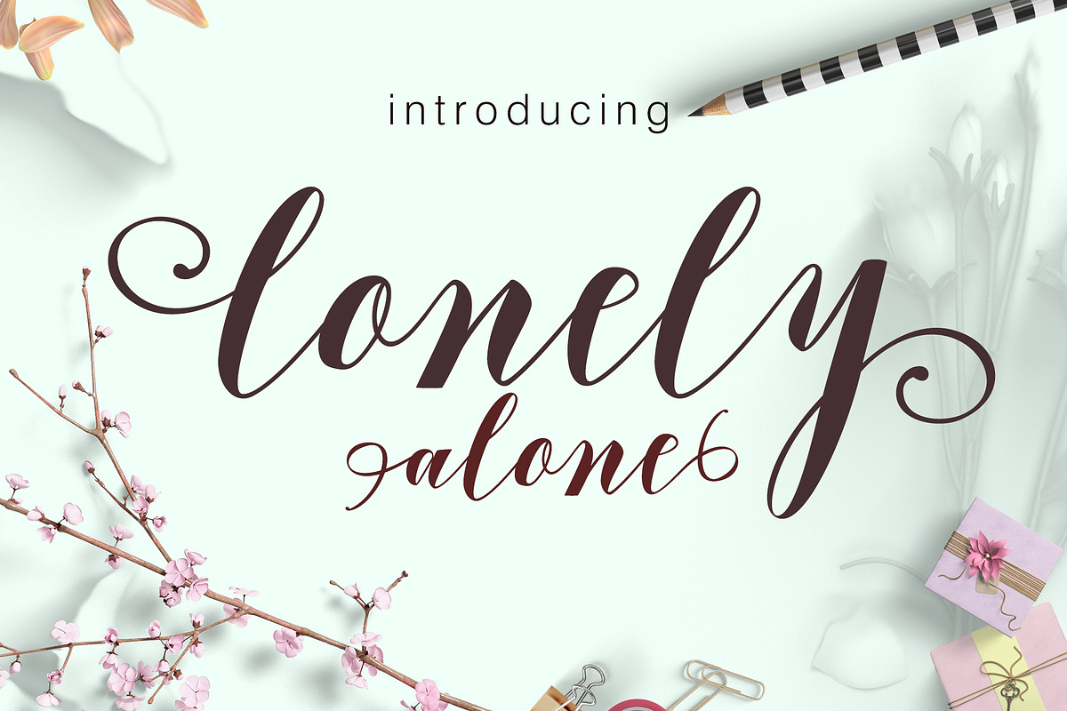 Lonely alone 30%off in Script Fonts - product preview 8