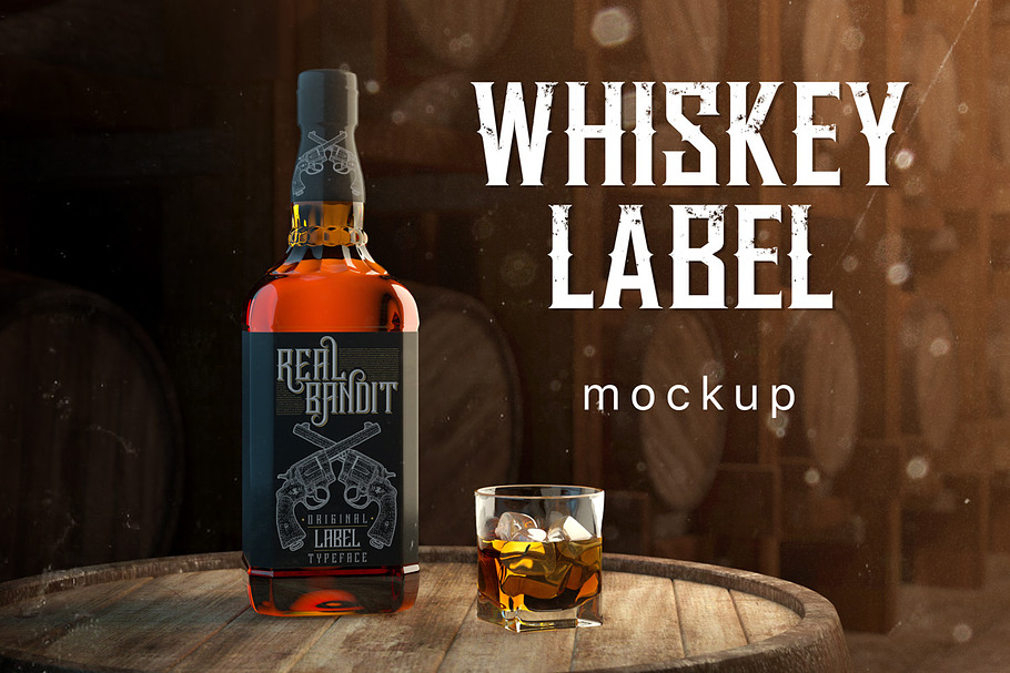 Whiskey Bottle Label Mockup in Product Mockups - product preview 8