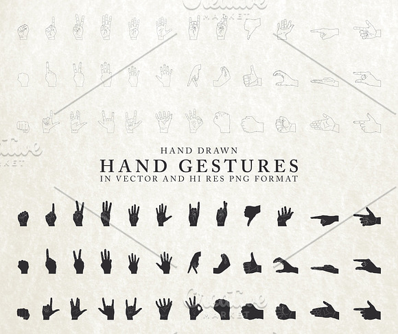 Hand Drawn Hand Gestures in Illustrations - product preview 1