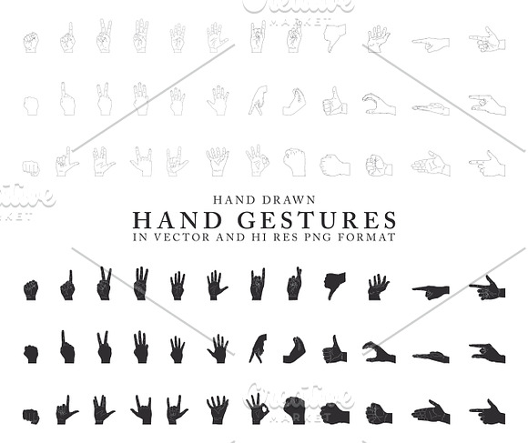 Hand Drawn Hand Gestures in Illustrations - product preview 3