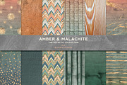 Amber & Malachite Golden Watercolor