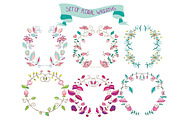 set of beautiful floral wreaths
