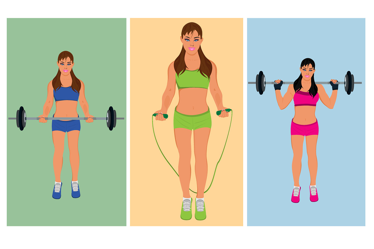 fitness woman exercising in Illustrations - product preview 8