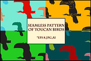 Seamless pattern of toucan birds