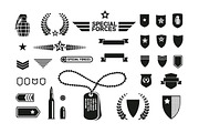 Military theme icons set