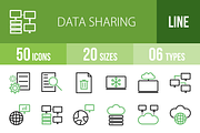 50 Data Sharing Green & Black Icons