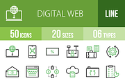 50 Digital Web Green & Black Icons