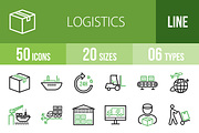 50 Logistics Line Green&Black Icons