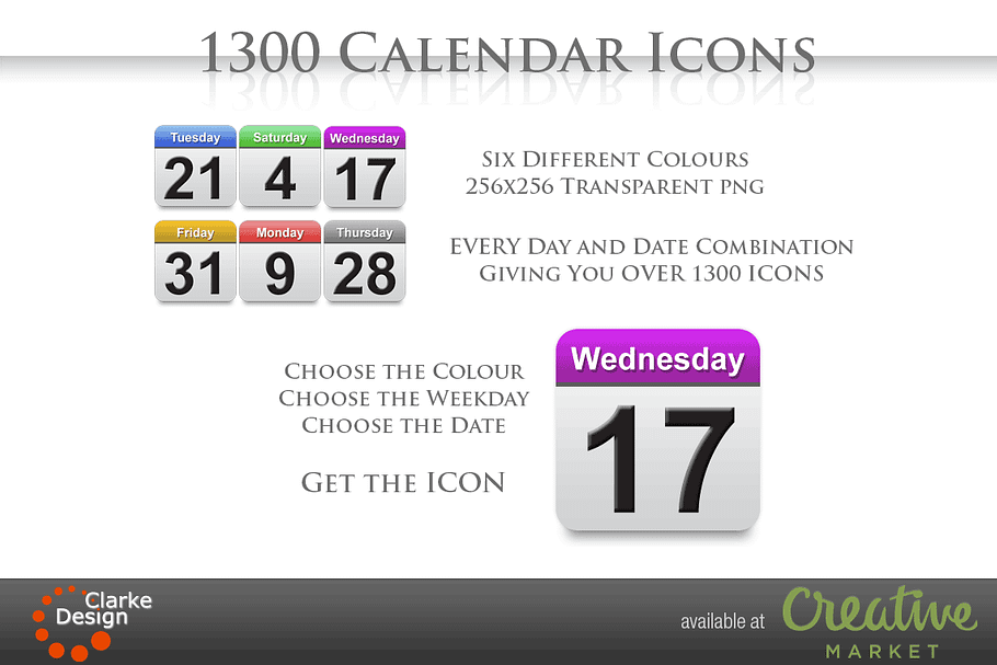 1300 Calendar Icons in Calendar Icons - product preview 8