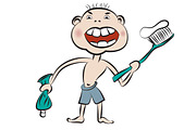 Boy prepare to brush his teeth