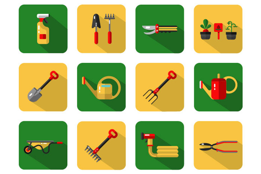 Garden Work Tools Icons Set
