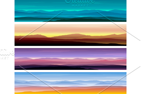 Mountains background set in Illustrations - product preview 1