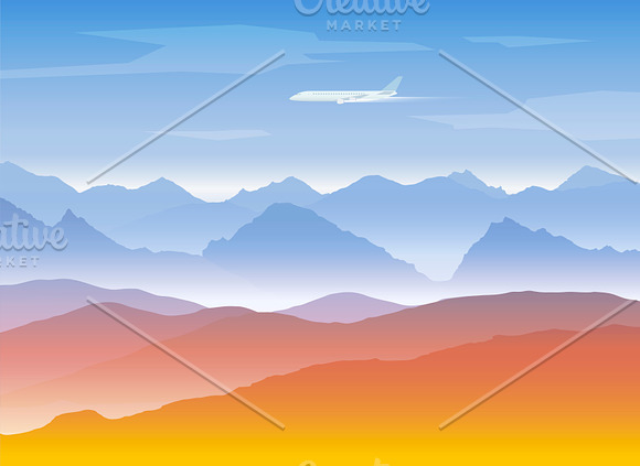 Mountains background set in Illustrations - product preview 2