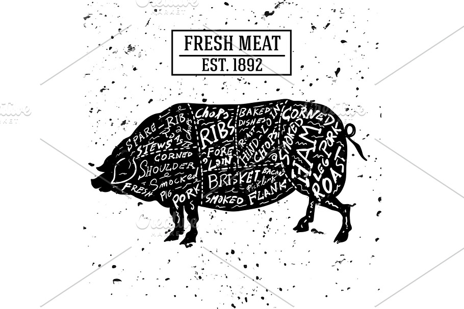 Pork cuts in Illustrations - product preview 8