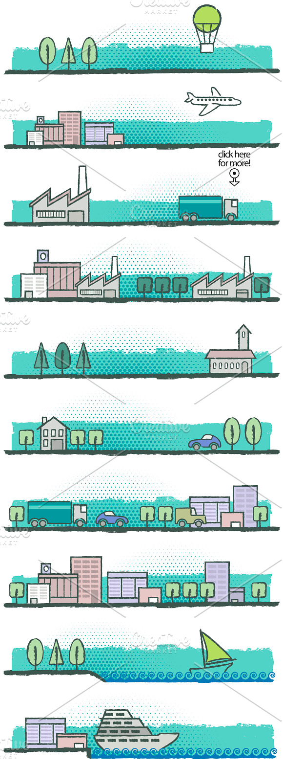 Banners: city & transportation in Illustrations - product preview 1