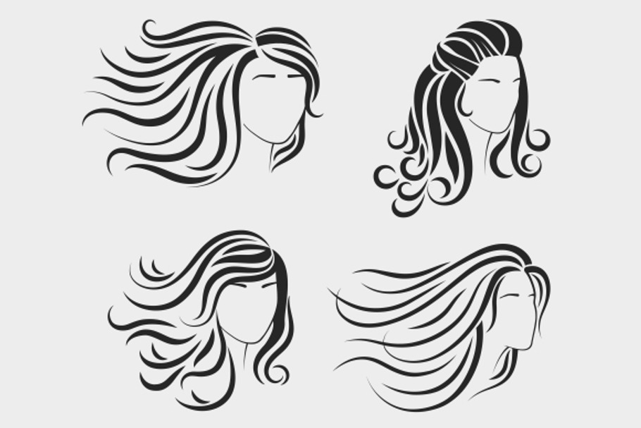 Female head silhouettes in Graphics - product preview 8