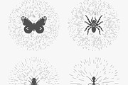 Hipster logo templates with insects