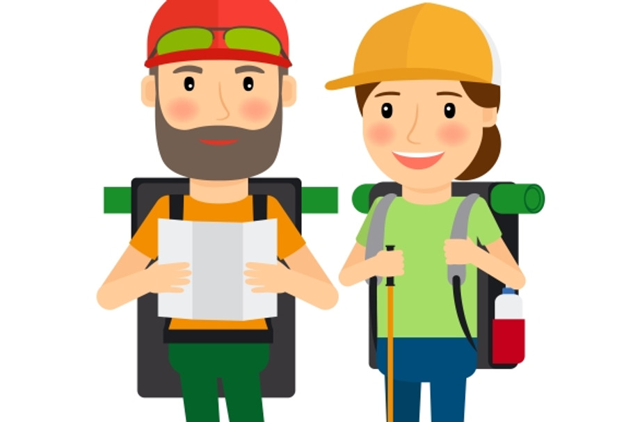Hiking couple vector illustration in Graphics - product preview 8