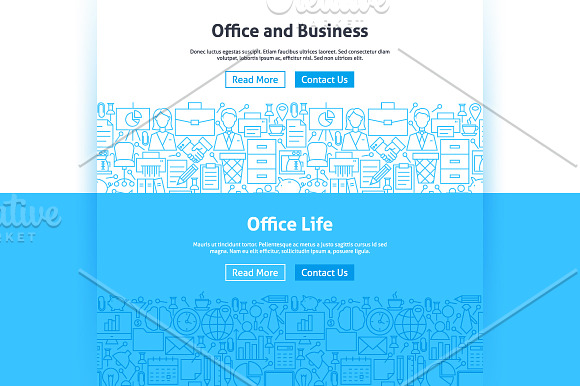 Office Life Line Web Banners in Illustrations - product preview 1