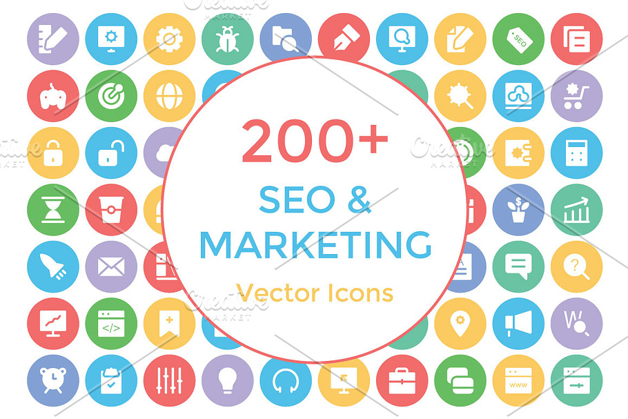 200+ Seo and Marketing Vector Icons in Graphics - product preview 8