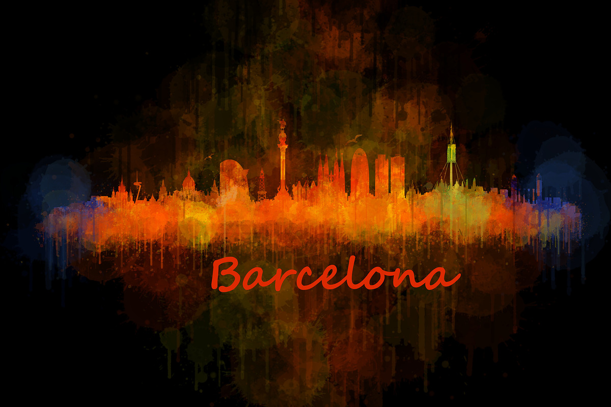 Barcelona Cityscape Skyline  in Illustrations - product preview 8