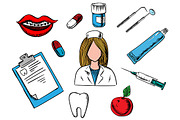 Dental medicine and dentistry icons