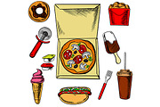 Fast food pizza and snacks