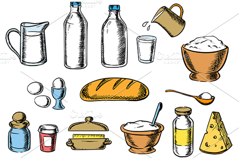 Bakery, cheese and dough ingredients in Graphics - product preview 8