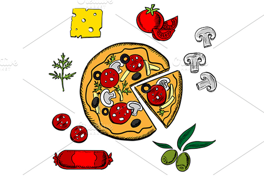Cooked sliced italian pizza in Graphics - product preview 8