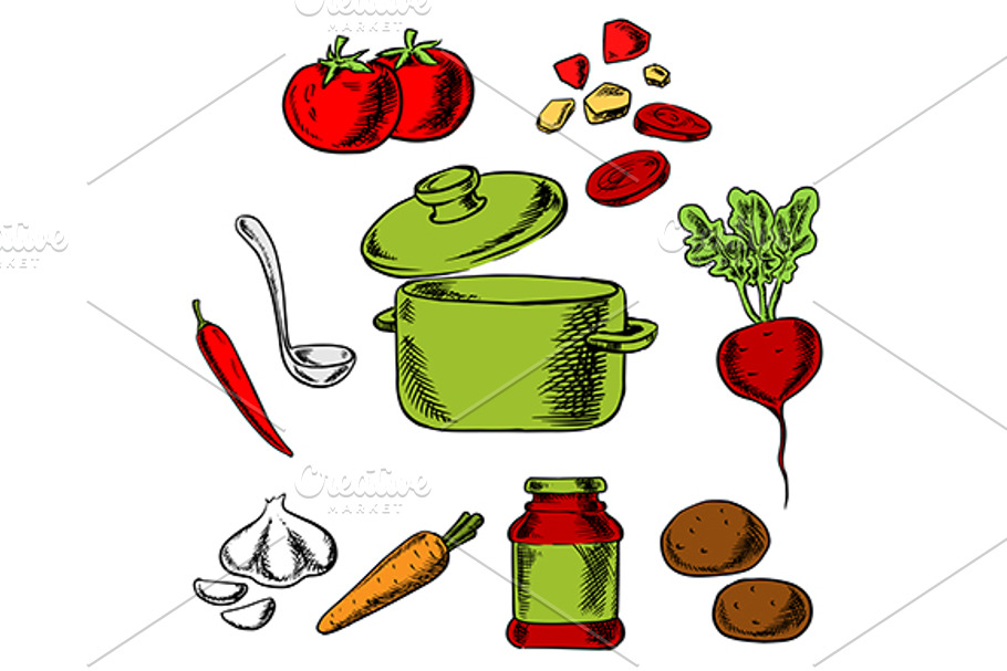 Recipe of tasty vegetarian soup in Graphics - product preview 8