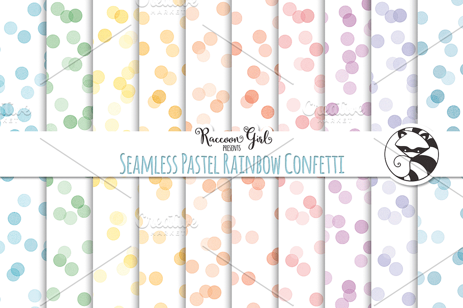 Seamless Pastel Rainbow Confetti in Patterns - product preview 8