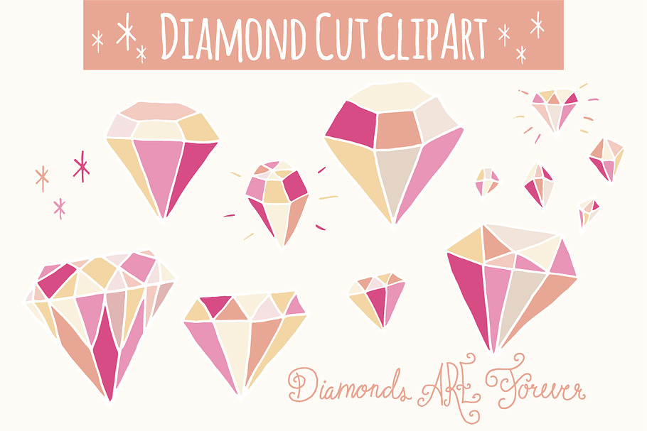 Pink Diamonds Clip Art - Vector
