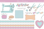 Sewing Clipart - EPS and 300 dpi PNG