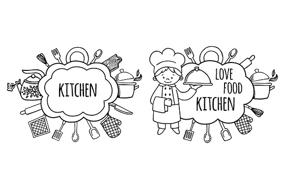 Kitchen sketch design in Illustrations - product preview 1