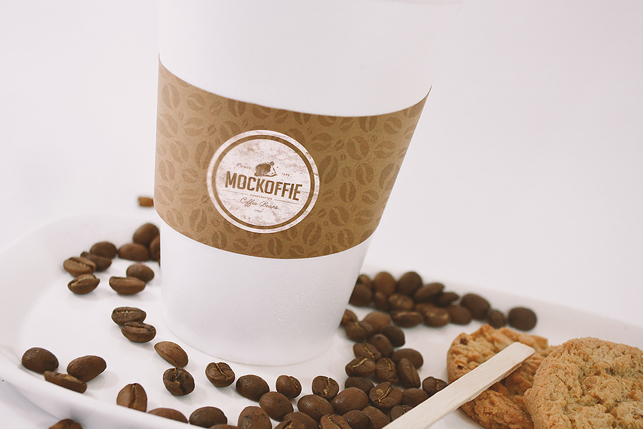 Large Coffee Cup with Sleeve Mockup